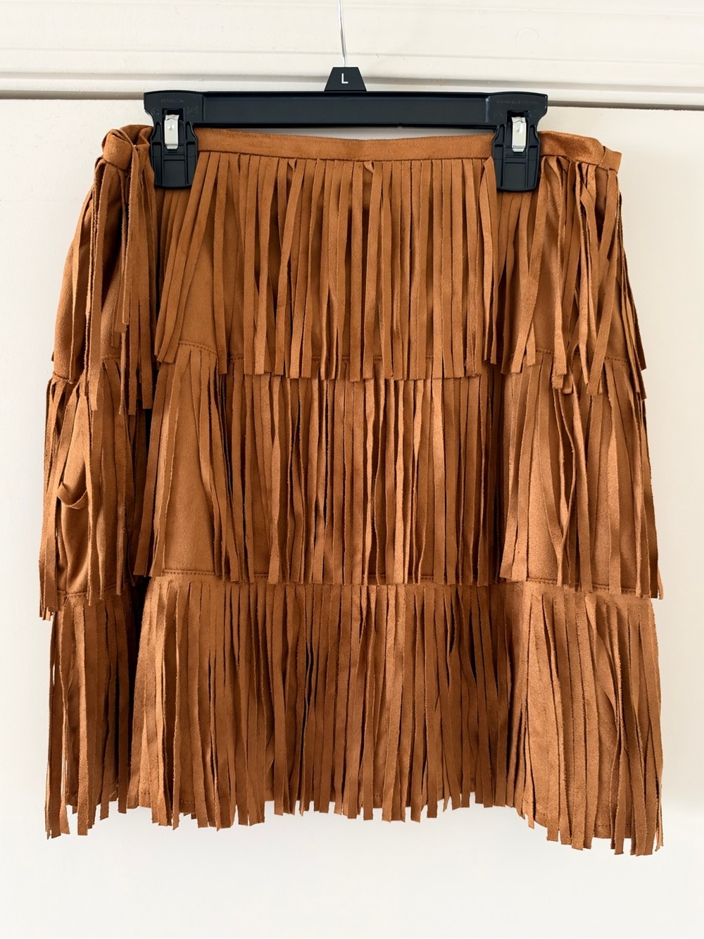 Universal Thread Brown Western Fringe Tiered Faux Suede Mini Skirt - Picture 2 of 4